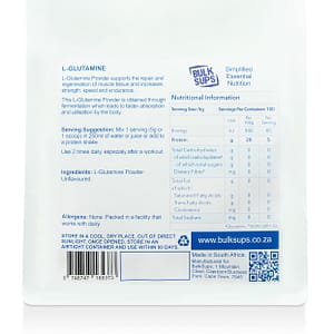 BLG002 BulkSups L-Glutamine 500g Rear